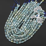 AAA Faceted Translucent Natural Blue Aquamarine Barrel Nugget Beads 15.5" Strand