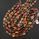 Natural Red Creek Jasper Smooth Oval Beads 12x16mm 15x20mm Aka Multicolor Picasso Jasper 15.5" Strand
