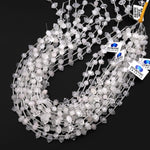 AAA Faceted Natural Rock Quartz Double Terminated Points 6x10mm Beads Center Drilled Gemstone 15.5" Strand