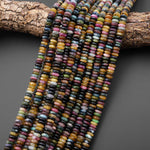 Natural Pink Green Blue Cognac Yellow Tourmaline Smooth Thin Rondelle Beads 5mm 6mm 7mm Gemstone 15.5" Strand