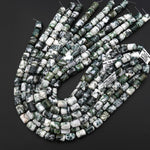 AAA Natural Green Tree Agate Smooth Barrel Cylinder Tube Beads 10x13mm 15.5" Strand