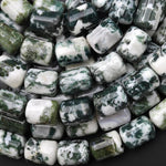AAA Natural Green Tree Agate Smooth Barrel Cylinder Tube Beads 10x13mm 15.5" Strand