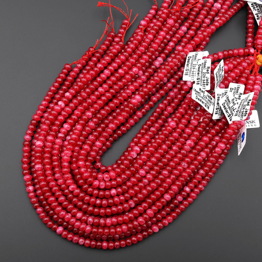 Red Jade Rondelle 6mm Beads 15.5" Strand