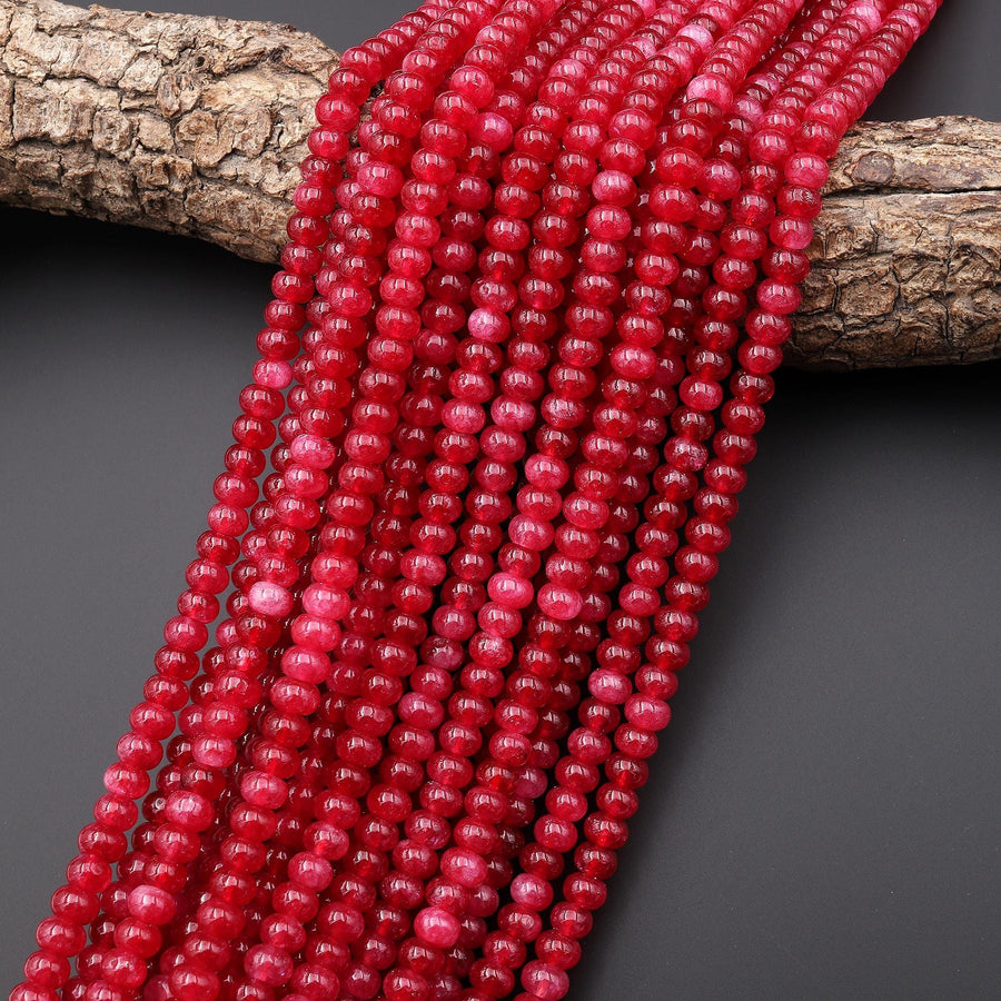Red Jade Rondelle 6mm Beads 15.5" Strand