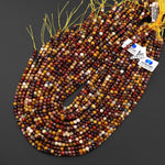 Faceted Natural Australian Mookaite Jasper Beads 4mm Cube Sunset Colors Red Yellow Maroon 15.5" Strand