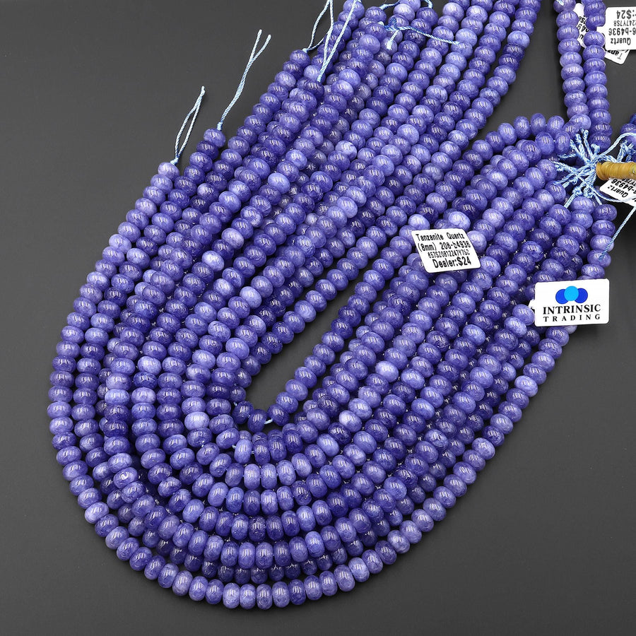 Purple Blue Tanzanite Quartz 8x5mm Rondelle Beads 15.5" Strand