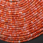 AAA Faceted Natural Red Moroccan Agate 4mm Rondelle Beads 15.5" Strand