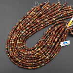 Natural Red Creek Jasper 4mm 6mm Smooth Thin Rondelle Beads Aka Multicolor Picasso Jasper 15.5" Strand