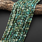 AAA Faceted Natural African Turquoise 6x8mm Oval Beads Gemstone 15.5" Strand