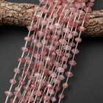 AAA Faceted Natural Strawberry Quartz Double Terminated Points 6x10mm Beads Center Drilled Gemstone 15.5" Strand