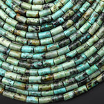 Natural African Turquoise 4x8mm Cylinder Tube Beads 15.5" Strand