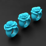 Hand Carved Turquoise Jasper Rose Flower Ring Aka Dyed Sleeping Beauty