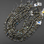 Faceted Natural Labradorite Double Terminated Points 6x10mm Beads Center Drilled Gemstone 15.5" Strand