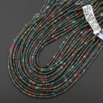 Natural Red Green Indian Agate 4mm Heishi Rondelle Beads Aka Bloodstone 15.5" Strand