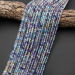 AAA Faceted Natural Aqua Blue Purple Fluorite 4mm Round Beads Gemstone 15.5" Strand