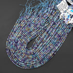 AAA Faceted Natural Aqua Blue Purple Fluorite 4mm Round Beads Gemstone 15.5" Strand