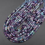Faceted Natural Multicolor Rainbow Fluorite6mm Round Beads Purple Green Gemstone 15.5" Strand