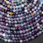 Faceted Natural Multicolor Rainbow Fluorite6mm Round Beads Purple Green Gemstone 15.5" Strand