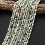 Faceted Natural Amazonite 6x4mm Rondelle Beads 15.5" Strand