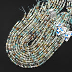 Faceted Natural Amazonite 6x4mm Rondelle Beads 15.5" Strand