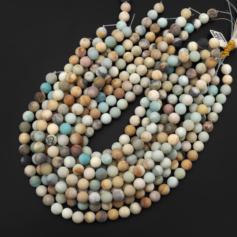 Matte Natural Golden Yellow Blue Amazonite Smooth 10mm Round Beads 15.5" Strand