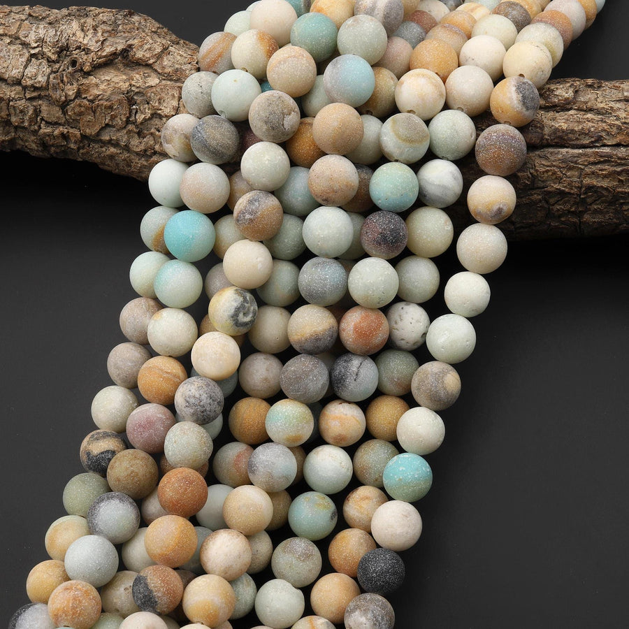 Matte Natural Golden Yellow Blue Amazonite Smooth 10mm Round Beads 15.5" Strand