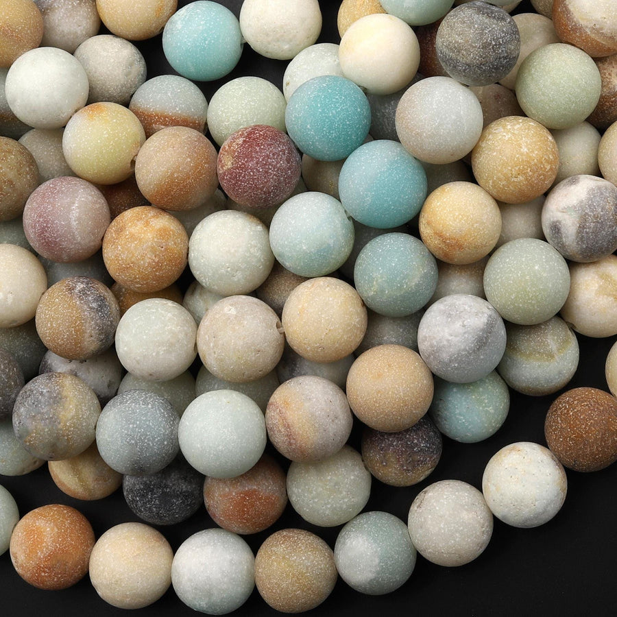 Matte Natural Golden Yellow Blue Amazonite Smooth 10mm Round Beads 15.5" Strand
