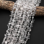 Natural Rock Quartz Freeform Irregular Pebble Beads Center Drilled Gemstone 15.5" Strand