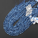 Faceted Natural Stormy Blue Santa Maria Aquamarine Rondelle Beads 5mm Gemstone 15.5" Strand