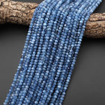 Faceted Natural Stormy Blue Santa Maria Aquamarine Rondelle Beads 5mm Gemstone 15.5" Strand