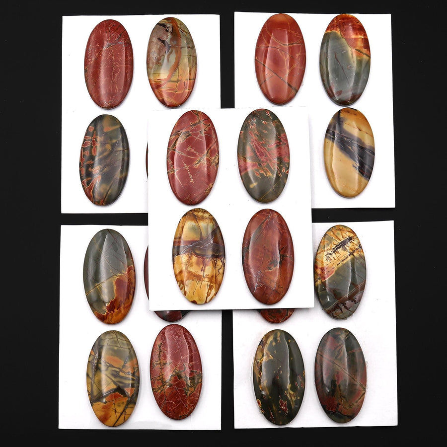 Undrilled Natural Red Creek Jasper Dagger Pendant Cabochon Oval Shape 24x44mm Aka Multicolor Picasso Picture Jasper