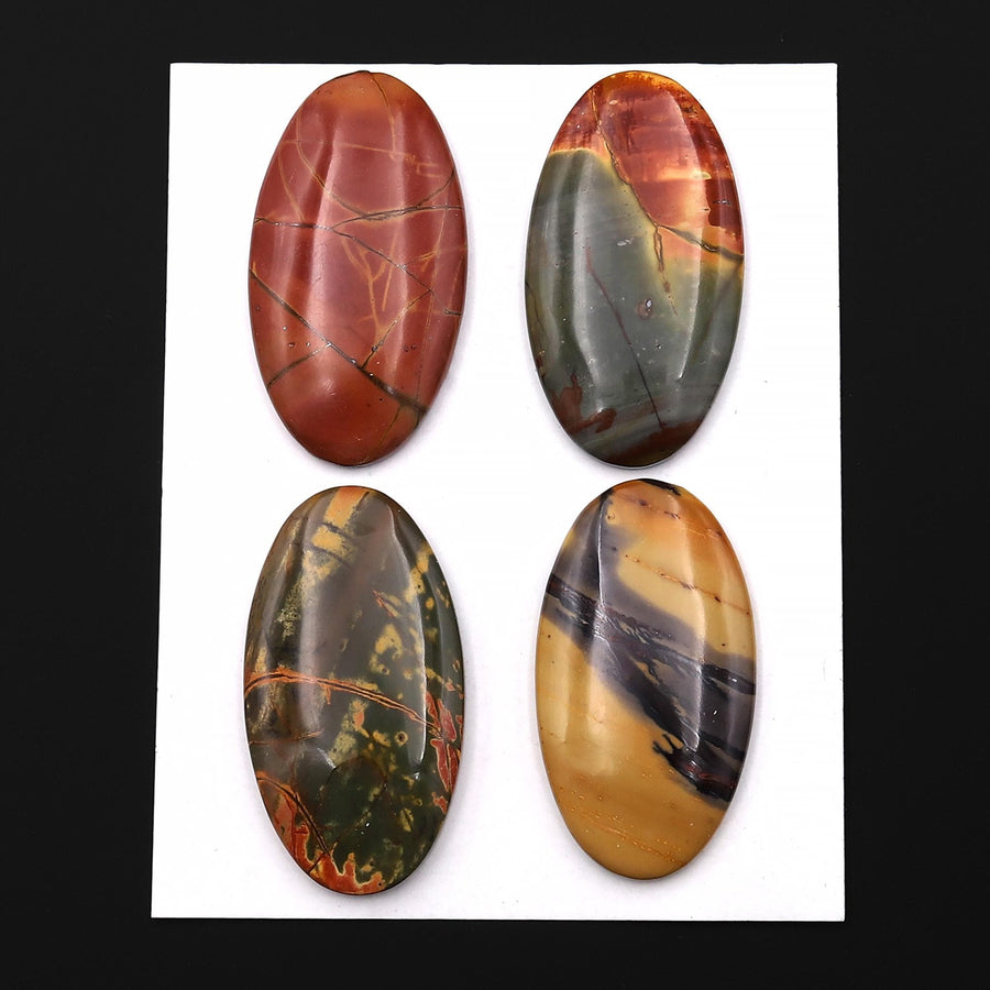 Undrilled Natural Red Creek Jasper Dagger Pendant Cabochon Oval Shape 24x44mm Aka Multicolor Picasso Picture Jasper A4
