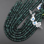 AAA Rare Natural Guatemalan Dark Blue Green Jade Smooth Thin Rondelle Heishi 9mm 10mm Beads 15.5" Strand
