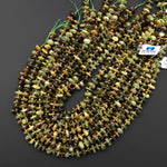 Natural Green Garnet Freeform Chip Pebble Beads Center Drilled Gemstone 15.5" Strand