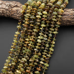 Natural Green Garnet Freeform Chip Pebble Beads Center Drilled Gemstone 15.5" Strand
