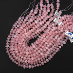 Natural Madagascar Mauve Pink Rose Quartz Center Drilled Freeform Thick Pebble Nugget Beads 15.5" Strand b5017