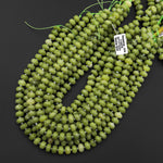 Natural Green Serpentine Jade Freeform Thick Rondelle Nugget 10mm Beads 15" Strand