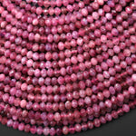 Faceted Natural Pink Tourmaline Rondelle 6mm Beads Gemstone 15.5" Strand