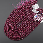 Faceted Natural Rubellite Tourmaline Rondelle 6mm Beads Gemstone 15.5" Strand