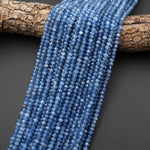 AAA Translucent Faceted Natural Stormy Blue Santa Maria Aquamarine Rondelle Beads 5mm Gemstone 15.5" Strand