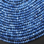 AAA Translucent Faceted Natural Stormy Blue Santa Maria Aquamarine Rondelle Beads 5mm Gemstone 15.5" Strand