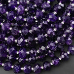 AAA Faceted Natural Dark Purple Amethyst 10mm rondelle Wheel Beads 15.5" Strand