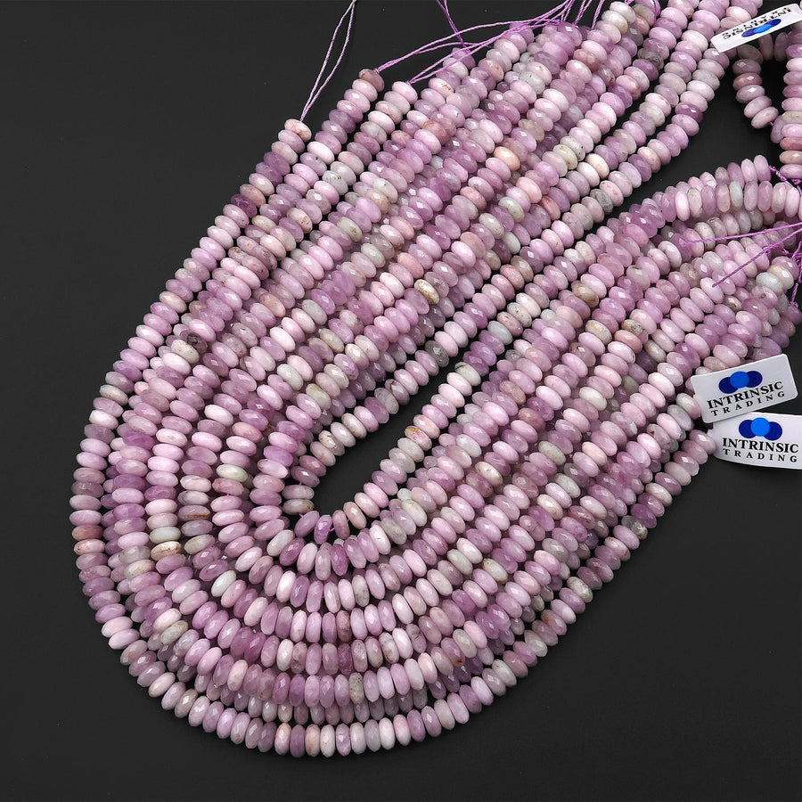 AAA Faceted Natural Kunzite 8mm Thin Rondelle Beads 15" Strand