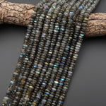 AAA Faceted Natural Labradorite 8mm Thin Rondelle Beads 15" Strand
