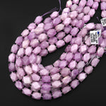 AAA Large Faceted Natural Kunzite Rectangle Nugget Beads 15.5" Strand