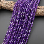 AAA Hand Faceted Natural Purple Amethyst 6mm Rondelle Beads 15.5" Strand