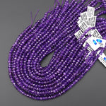 AAA Hand Faceted Natural Purple Amethyst 6mm Rondelle Beads 15.5" Strand
