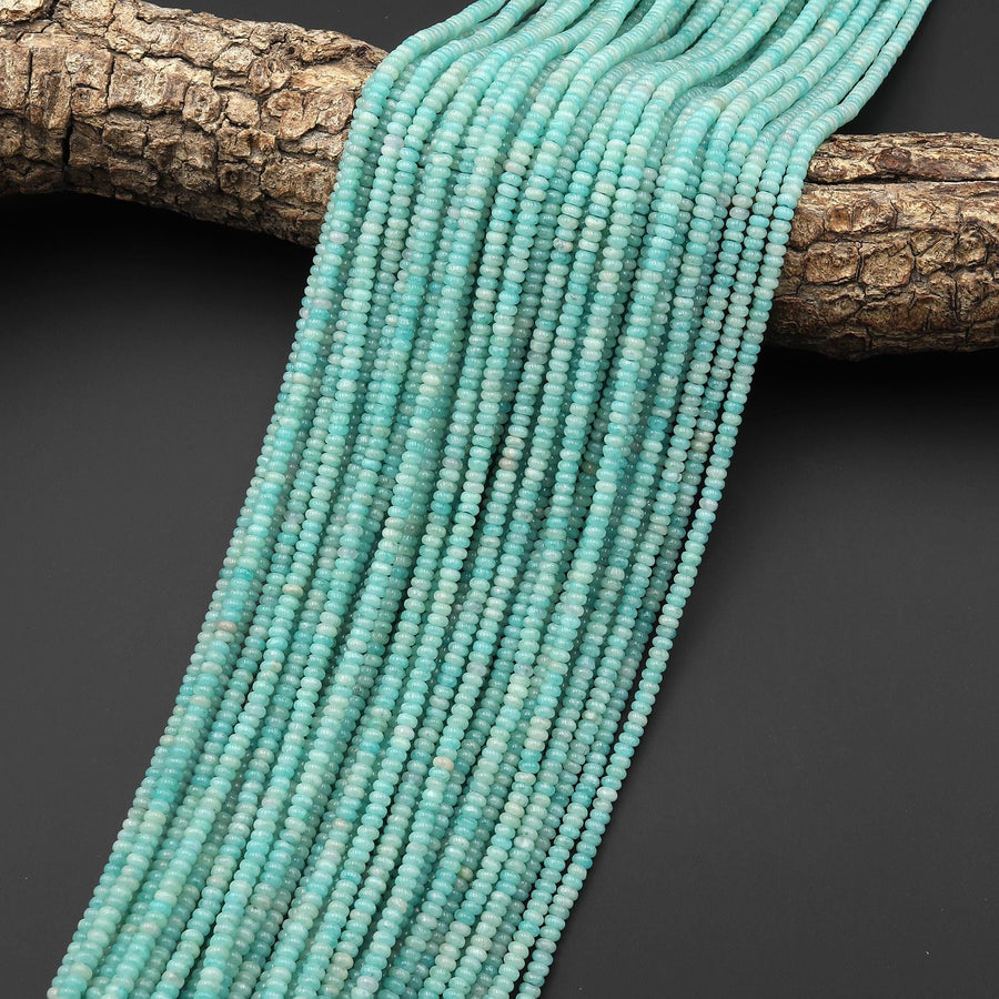 Natural Peruvian Amazonite Beads Smooth Polished Rondelle 3mm 15.5" Strand