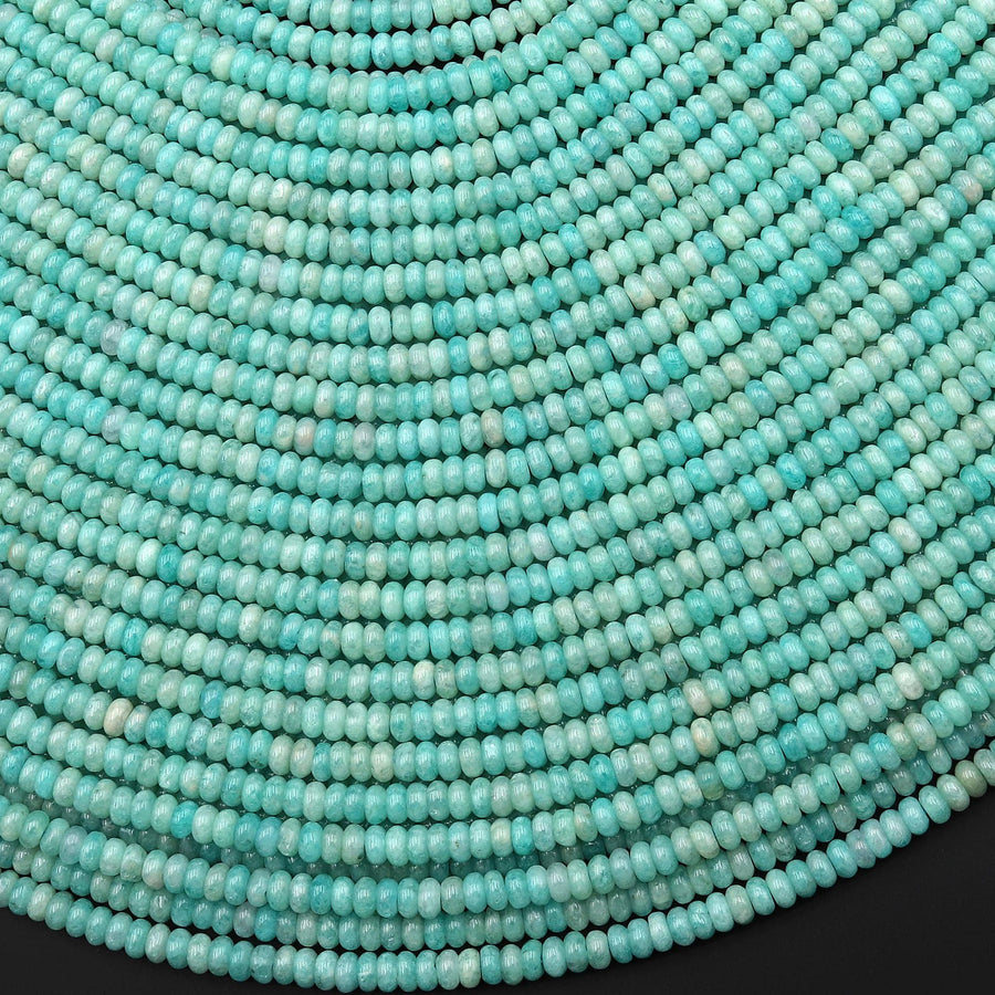 Natural Peruvian Amazonite Beads Smooth Polished Rondelle 3mm 15.5" Strand