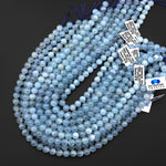 AAA Natural Blue Aquamarine 7mm 8mm 9mm 10mm Smooth Round Beads Real Genuine Gemstone Birthstone 15.5" Strand